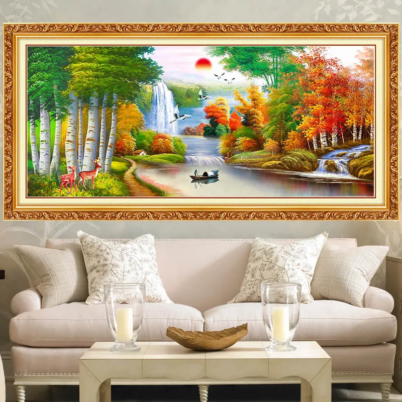 Алмаз живопись Незаконченный живописные озера падает Вышивка крестиком DIY 5D