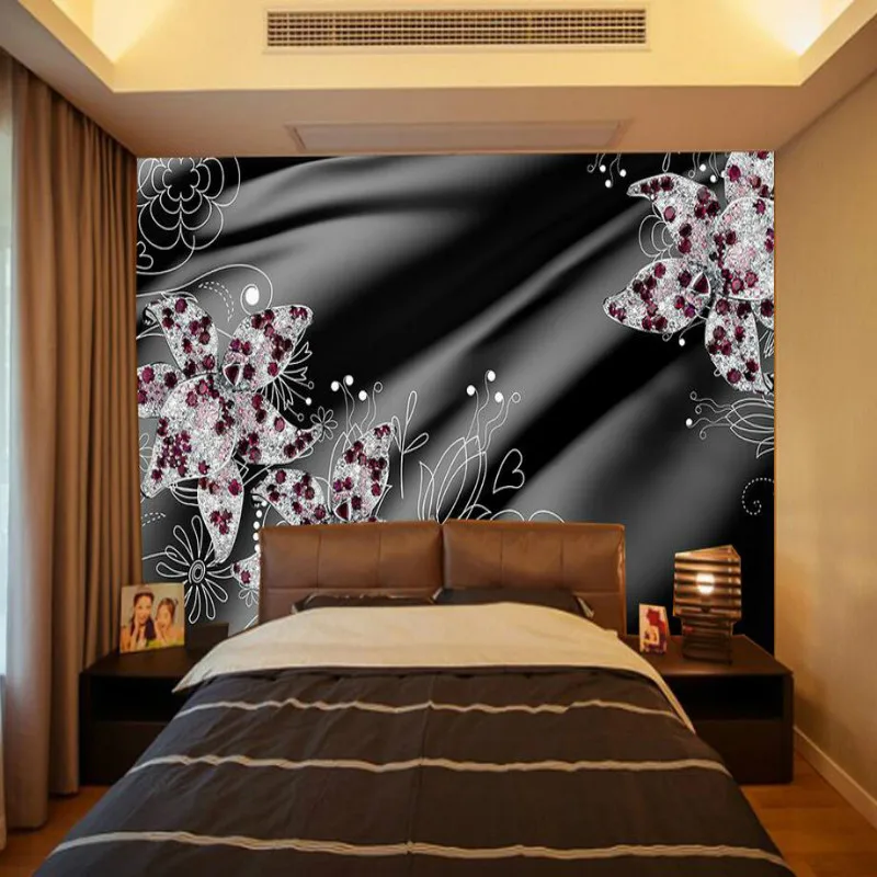 Черный атласный драгоценный камень 3D настенная бумага для стен 3d декоративная