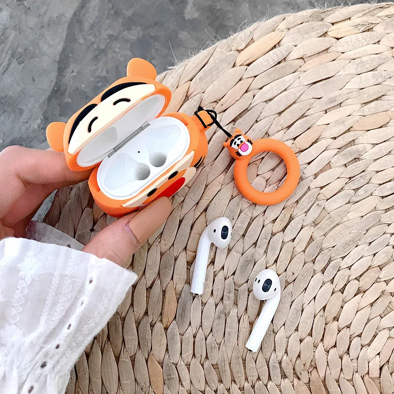 Для AirPods чехол милый мультяшный тигр животное мягкий силиконовый беспроводной