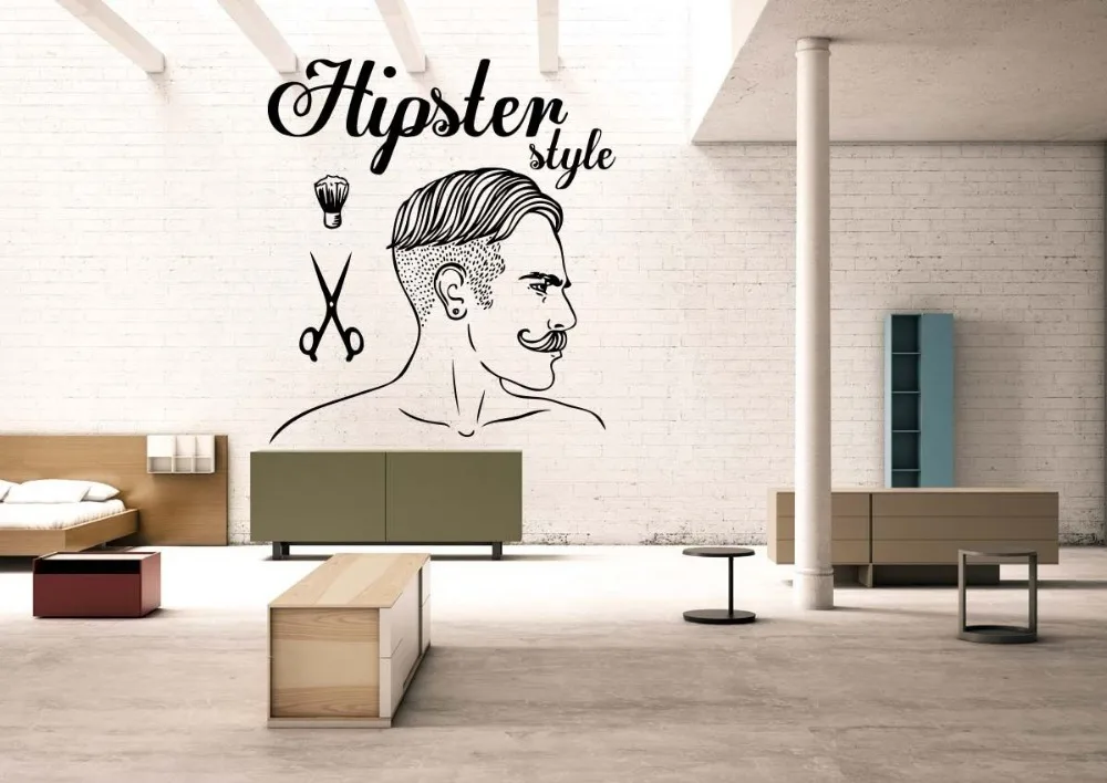 Стикер настенный виниловый для парикмахерской стикер на стену мужчин ножниц