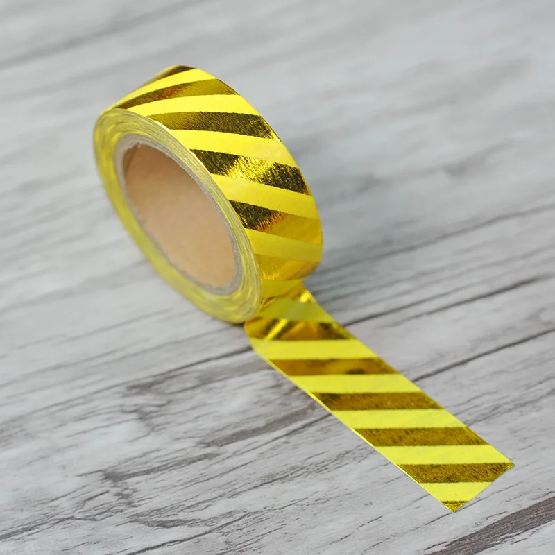 1 5 см * 10 м полосатая Золотая фольга японская васи лента инструменты для