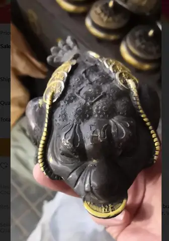 Китайский Фэншуй бронзовое напыление Сумочка для денег и монет Золотая жаба лягушка для денег, богатства Статуя