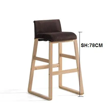 B seat height 78cm Твердый деревянный скандинавский барный стул современный минималистичный передний диван барный стул высокий стул - Цвет: B seat height 78cm
