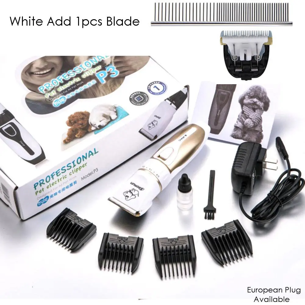 White Add 1pcs Blade BaoRun профессиональная машинка для стрижки домашних животных, кошек, собак, триммер для стрижки волос, Машинка для стрижки животных, бритва, электрические ножницы, машинка для стрижки волос - Цвет: White Add 1pcs Blade