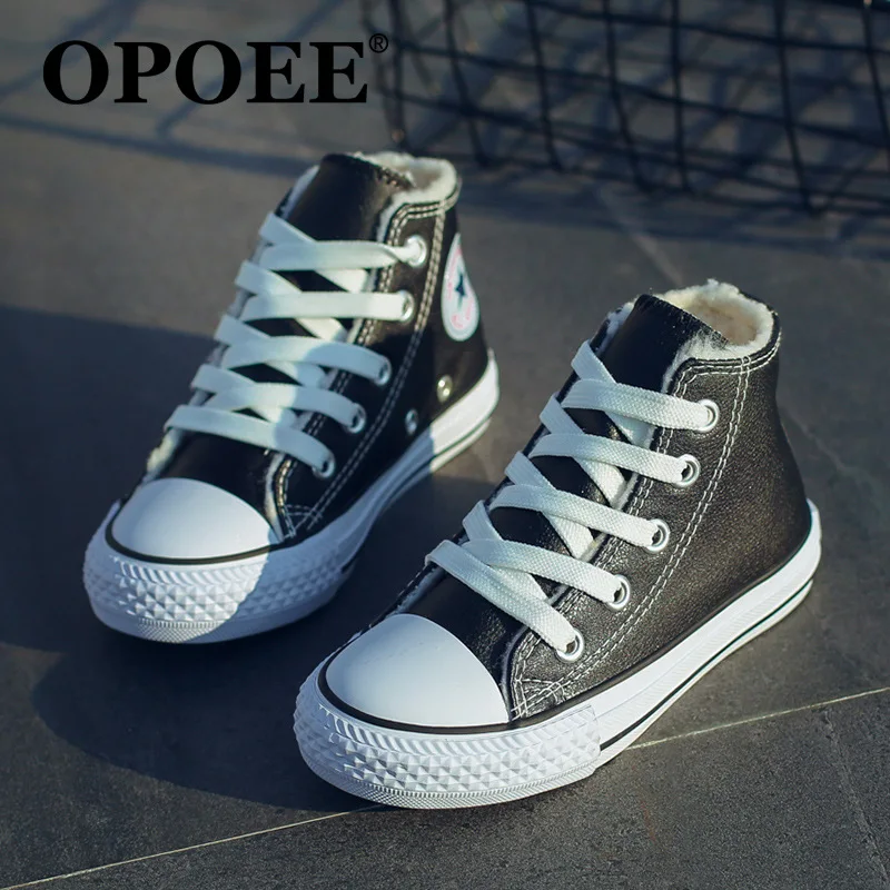 OPOEE/брендовые Детские кроссовки с высоким берцем хлопковая обувь для мальчиков и