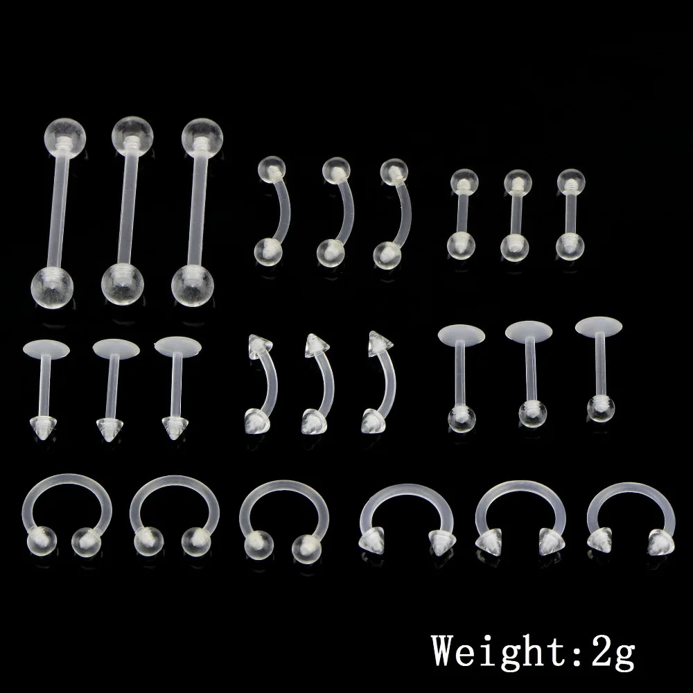 24 шт./компл. новые нос кольцо прозрачный Ультрафиолетовый Акриловый пирсинг