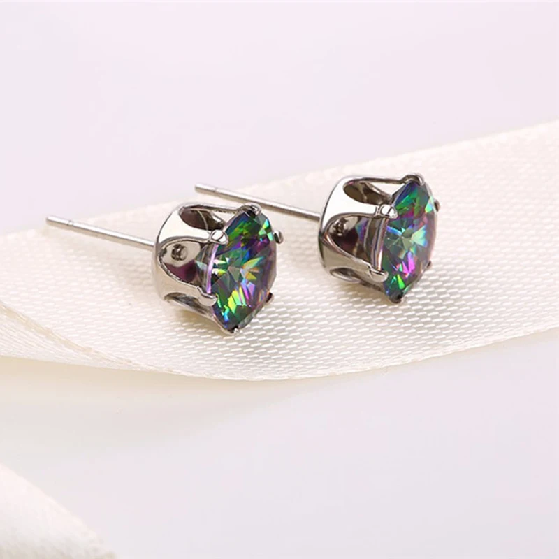 Женские серьги гвоздики с фианитом 8/10 мм|stud earrings|zircon stud earringsstud earrings for women |