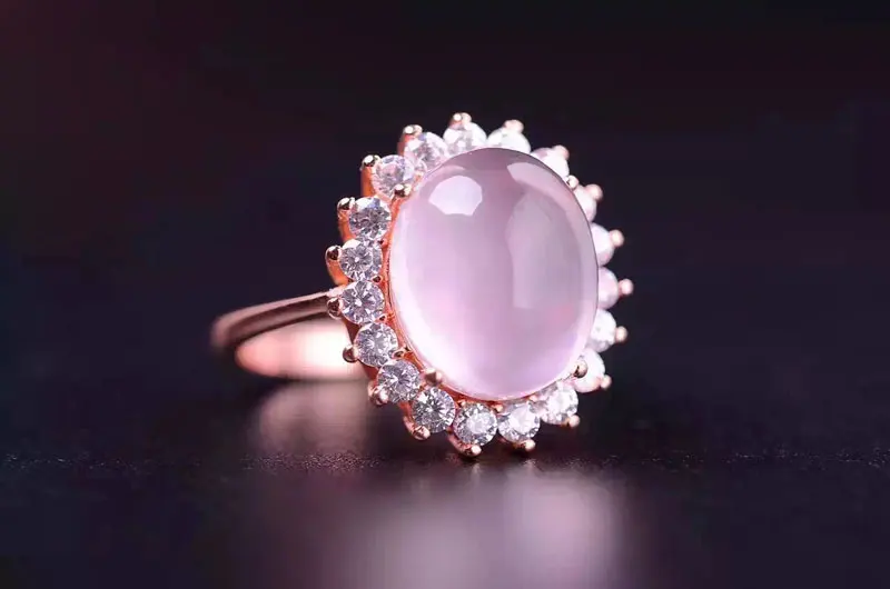 Натуральный розовый кварц ювелирное изделие из драгоценных камней комплект