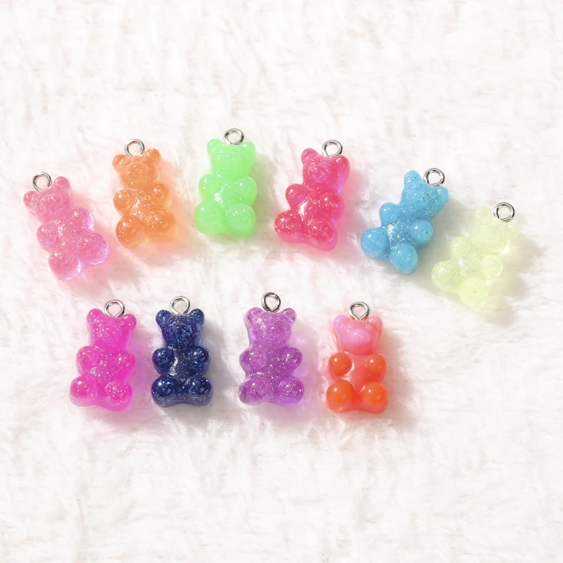 20 шт 10*16 мм блеск сладкий Gummy медведя подвески головистой формы Конфета из смолы