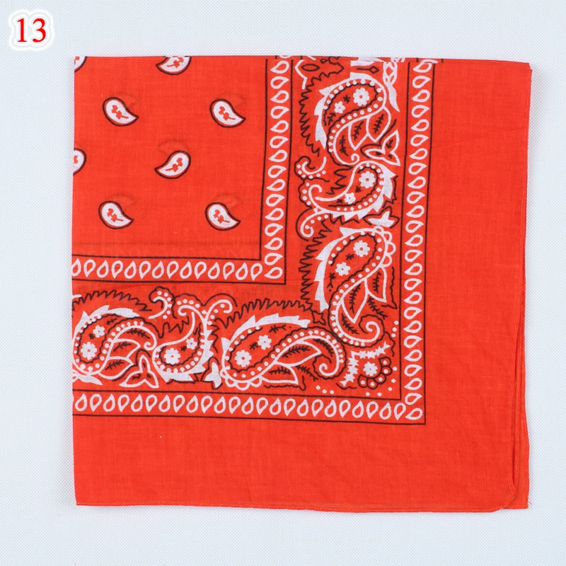 13 orange red Новейшие хип-хоп хлопок смешанные фирменные банданы для мужчин женщин Волшебная повязка платок на голову 55 см* 55 см - Цвет: 13 orange red