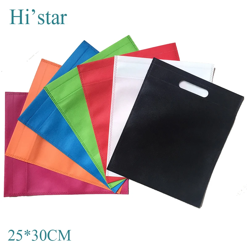 

25*30cm 7 pieces/lot mix 7 colors sac cabas reusable eco non woven shopping for women custom shopping bag accept custom logo