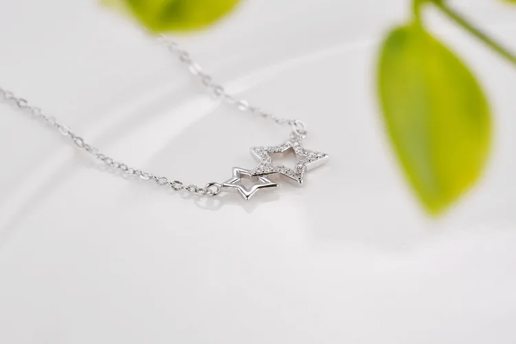 

925 Sterling Silver Necklaces Crystal Star Pendants&Necklaces Sterling Silver 925 Necklace Jewelry Collar Colar de Plata