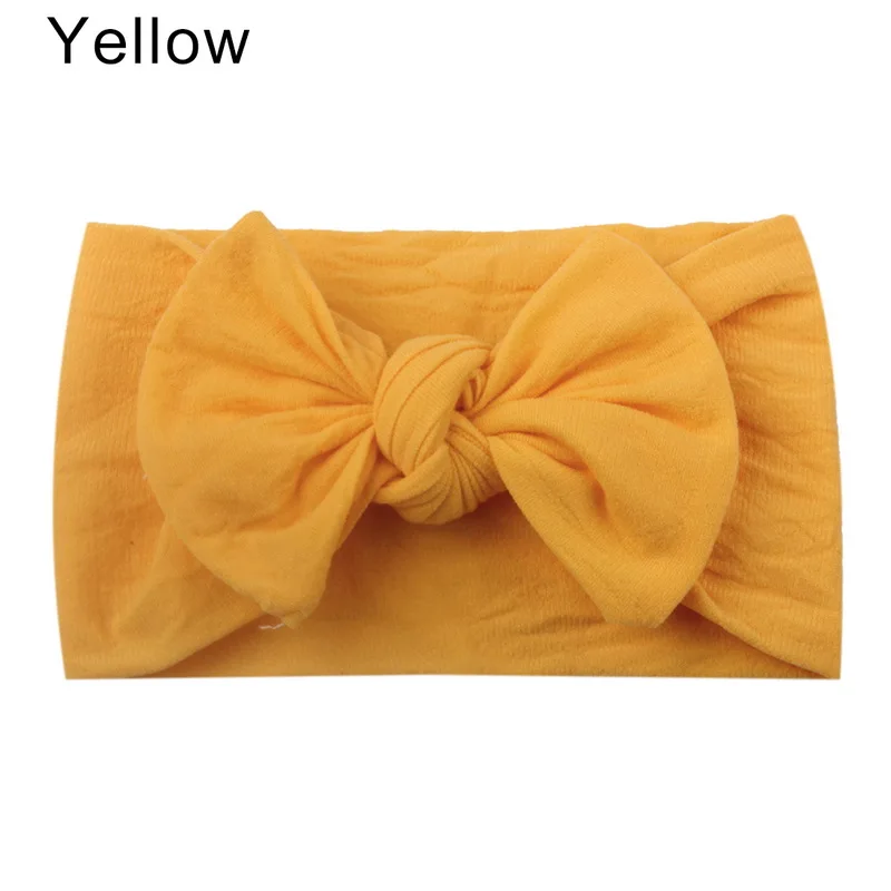 yellow Модная Милая Детская повязка на голову с бантиком, эластичные резинки для волос для новорожденных девочек, повязка для волос для малышей, Детские аксессуары для волос - Цвет: yellow