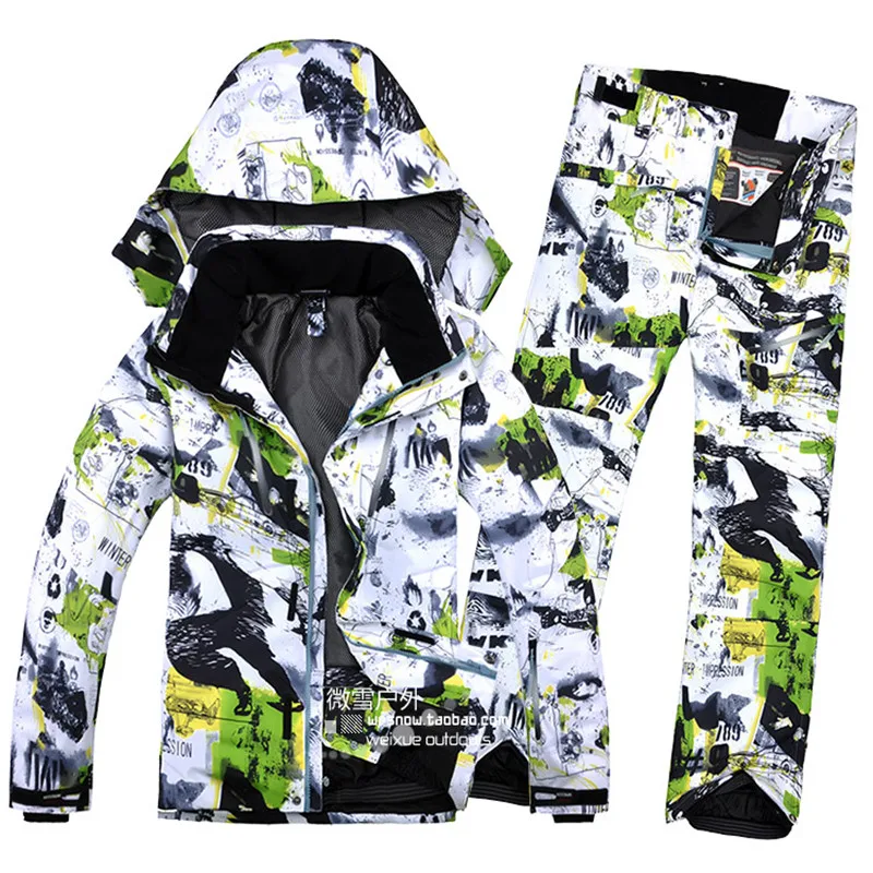 Мужской и женский лыжный костюм Водонепроницаемая дышащая теплая куртка + штаны