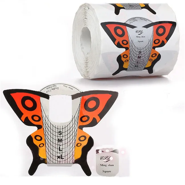 Yellow Butterfly 100 шт. клейкая Форма для ногтей овальная квадратная форма для УФ-гель-лака акриловый УФ-гель для наращивания ногтей маникюрные инструменты для ногтей - Цвет: Yellow Butterfly
