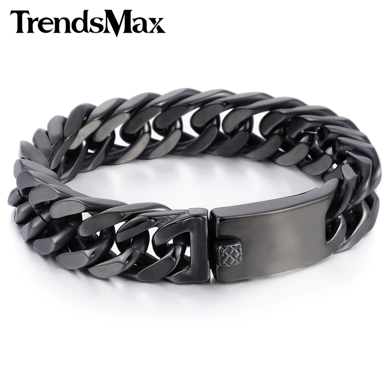 Мужской браслет в стиле хип хоп из нержавеющей стали 316L 14 мм|steel bracelet men|steel braceletsteel