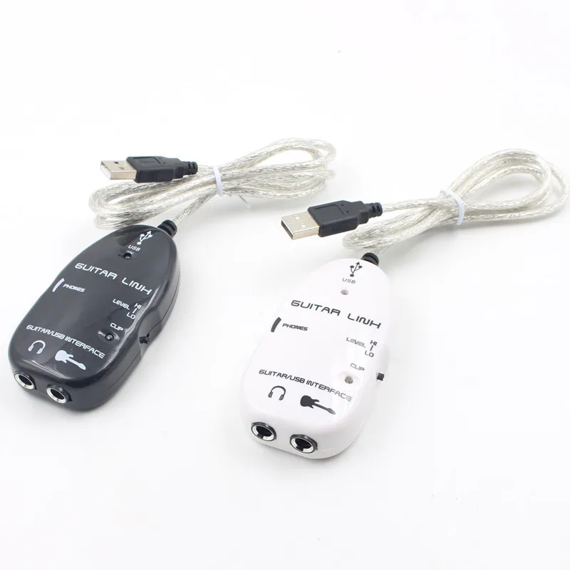 Черный адаптер для электрогитары с USB-интерфейсом соединительный кабель
