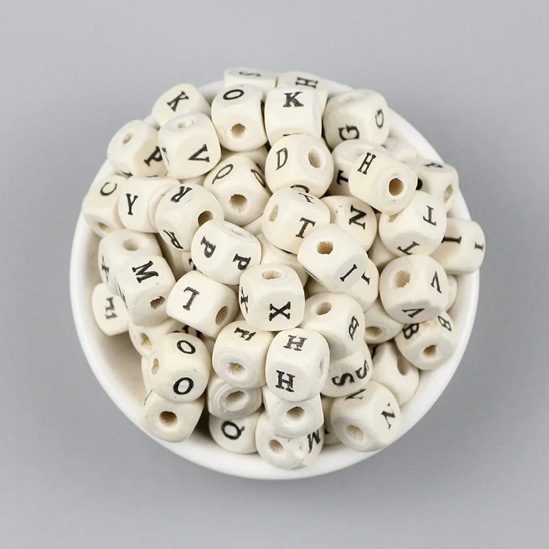 4.Mixed Letter JHNBY 100 шт 8/10 мм деревянные буквы квадратный Dye из натурального дерева, свободные бусины для изготовления ювелирных изделий Цепочки и ожерелья& Браслеты делая самодельные результаты защелки - Цвет: 4.Mixed Letter