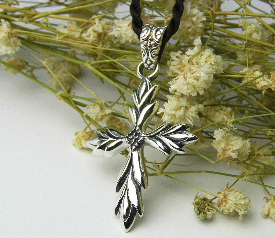 Тайское Серебро винтажный крест подвеска из стерлингового серебра 925 пробы