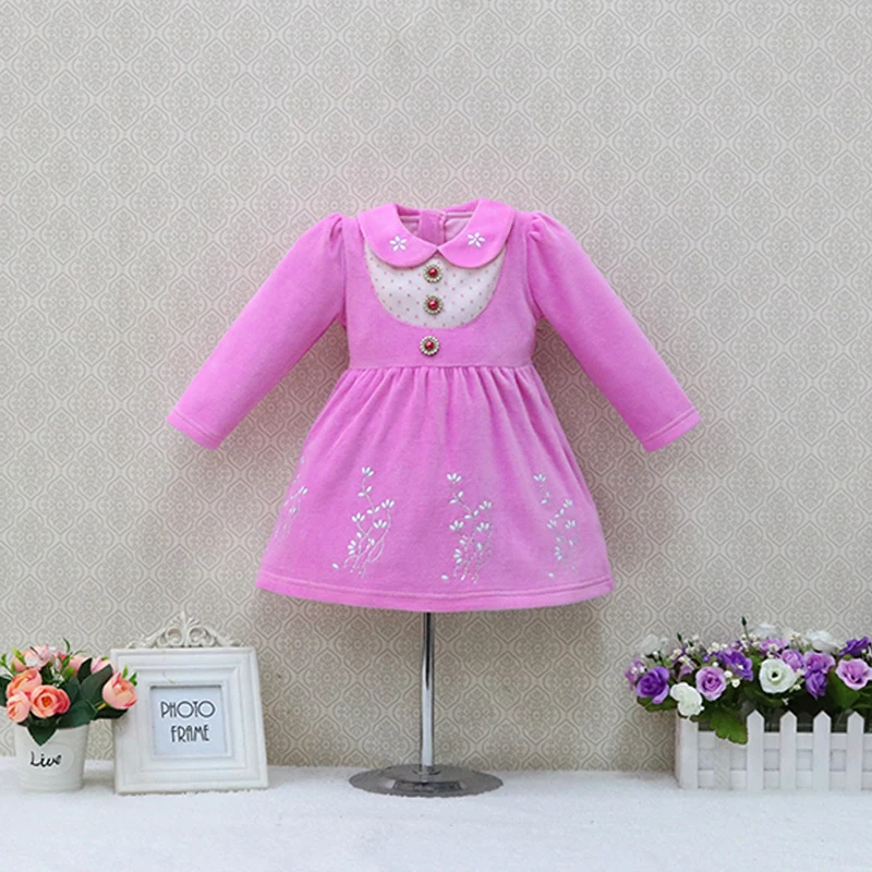 Children Velour Party Lace dress New Year Girls Long Sleeve Dresses Baby Clothes Spring and Summer Clothing Button Sweet Suits | Детская