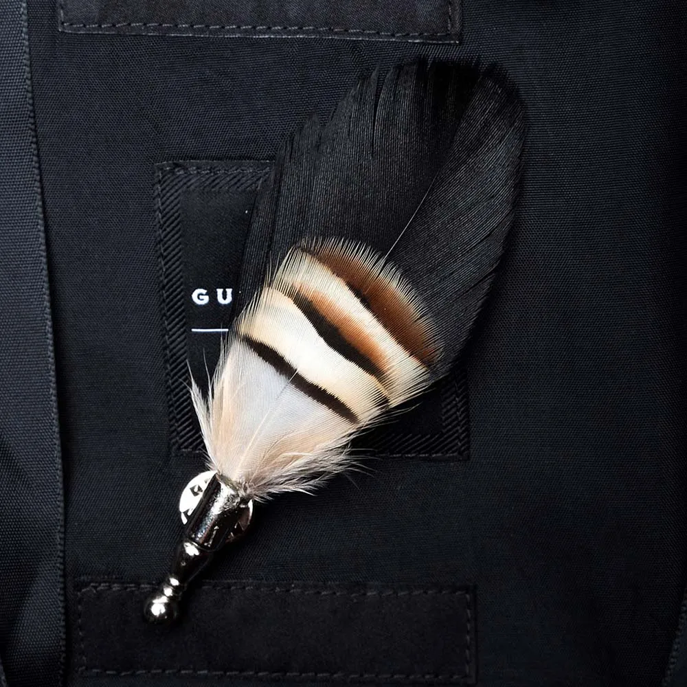 03 brooch GUSLESON, новинка, ручная работа, мужская кожаная и перьевая брошь для галстука-бабочки, предварительно завязанный Галстук-бабочка для свадебной вечеринки с подарочной коробкой - Цвет: 03 brooch