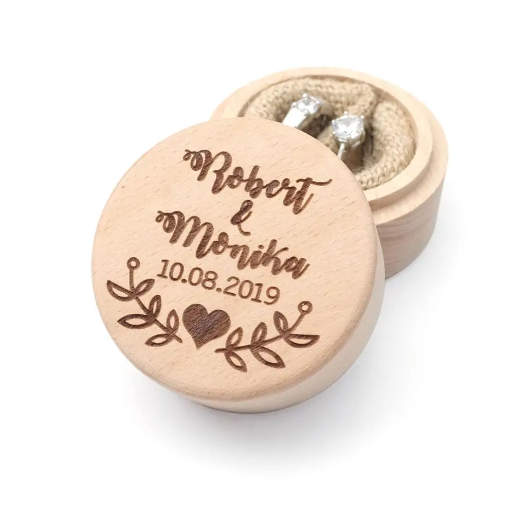Деревянная коробка для колец с гравировкой деревянная | Дом и сад