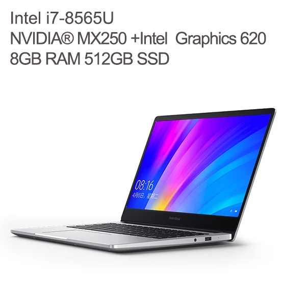 i7 512GB Ноутбук Xiaomi Redmibook, 14 дюймов, Intel Core i5-8265u/i7-8565u, 8 Гб DDR4, 2400 МГц, ОЗУ, NVIDIA GeForce MX250 - Цвет: i7 512GB