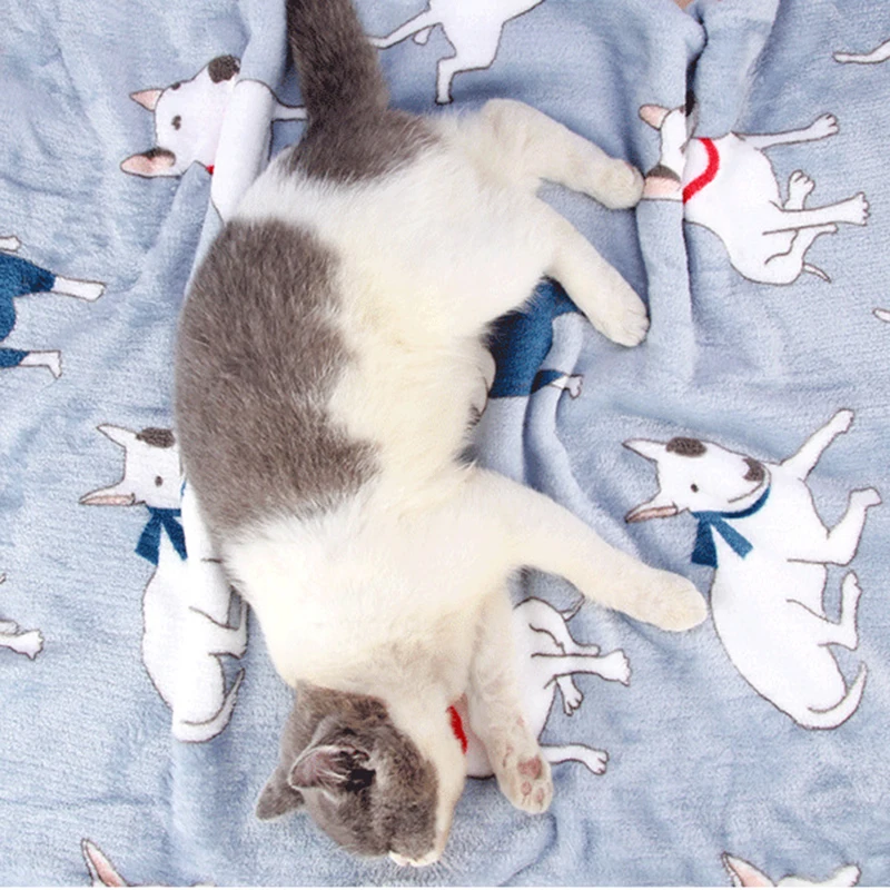 Одеяло для собак кошек зимний теплый коврик сна мягкий матрас с принтом домашних