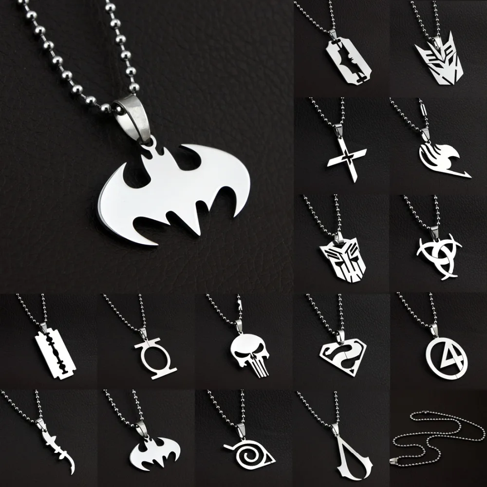 Аниме Супер Герои очаровательное серебряное ожерелье из нержавеющей титановой