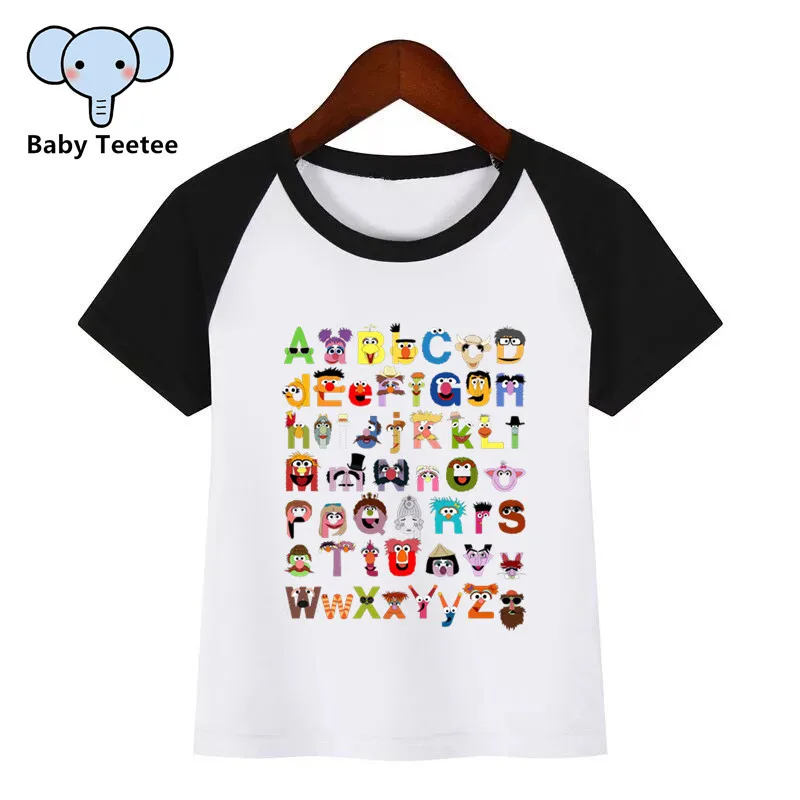 Boys Girls Sesame Street/Mario/Pokemon/Star Wars Alphabet Cartoon T-shirt Children Funny Tshirt Kids Summer Tops Baby Clothes - Цвет: a190A