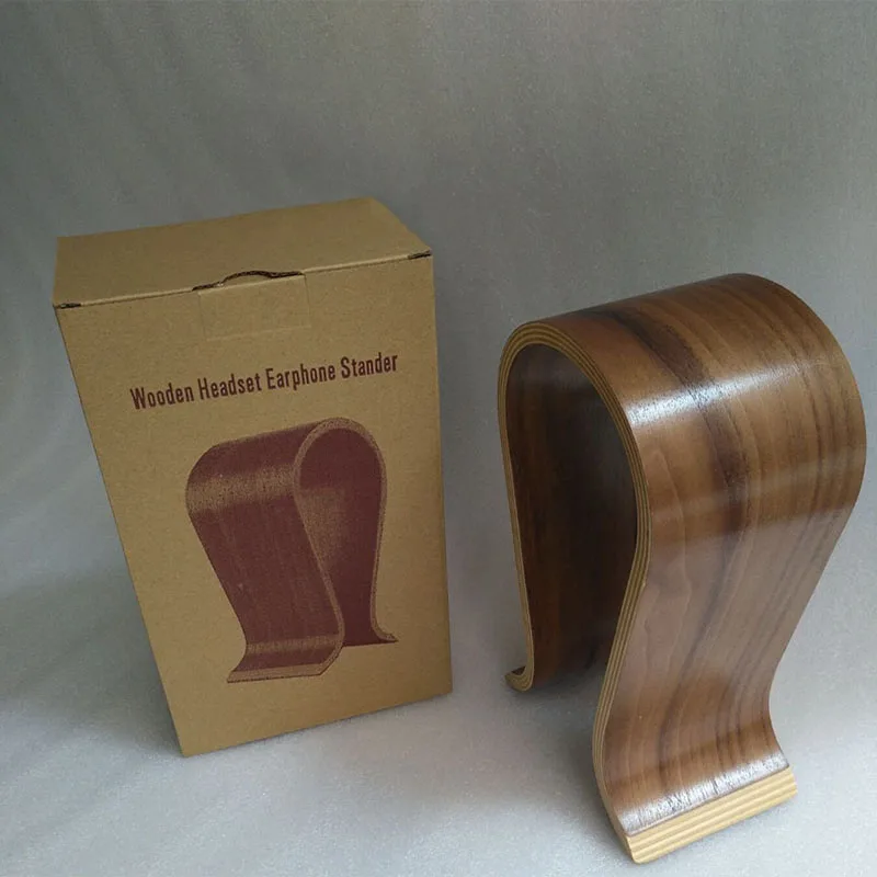 Walnut Общие Винтаж U Форма игры Подставка для наушников эстакады деревянная гарнитура Дисплей Stander стол Портативный держатель для наушников Поддержка устройства - Цвет: Walnut