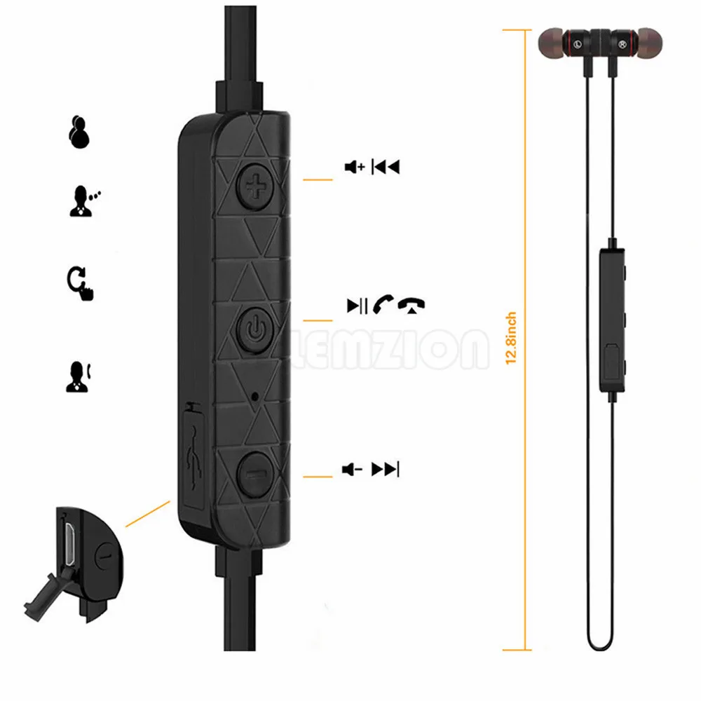 Спортивные магнитные наушники-вкладыши AiELEMZION M9 Bluetooth CSR 4 1 с микрофоном