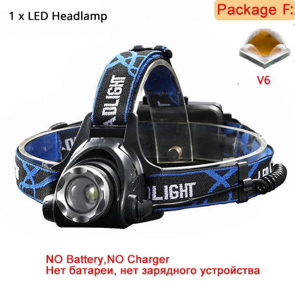 Package F 3000лм Ультра мощный XHP50 светодиодный налобный фонарь V6 налобный фонарь XHP70.2 18650 usb зарядка для кемпинга рыбалки фонарик - Испускаемый цвет: Package F