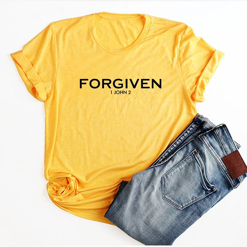Forgiven Christian T-Shirt Stylish Summer Faith Clothing Cotton Tee Tumblr Faith Bible Religious Slogan Camisetas quote t shirt
