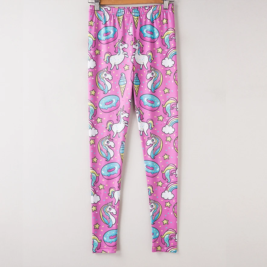 KYKU Brand Unicorn Leggings Women Leggins Fitness Legging Sexy Pants High Waist Push Up Shiny 3d Printed Rainbow Star Cat Donuts