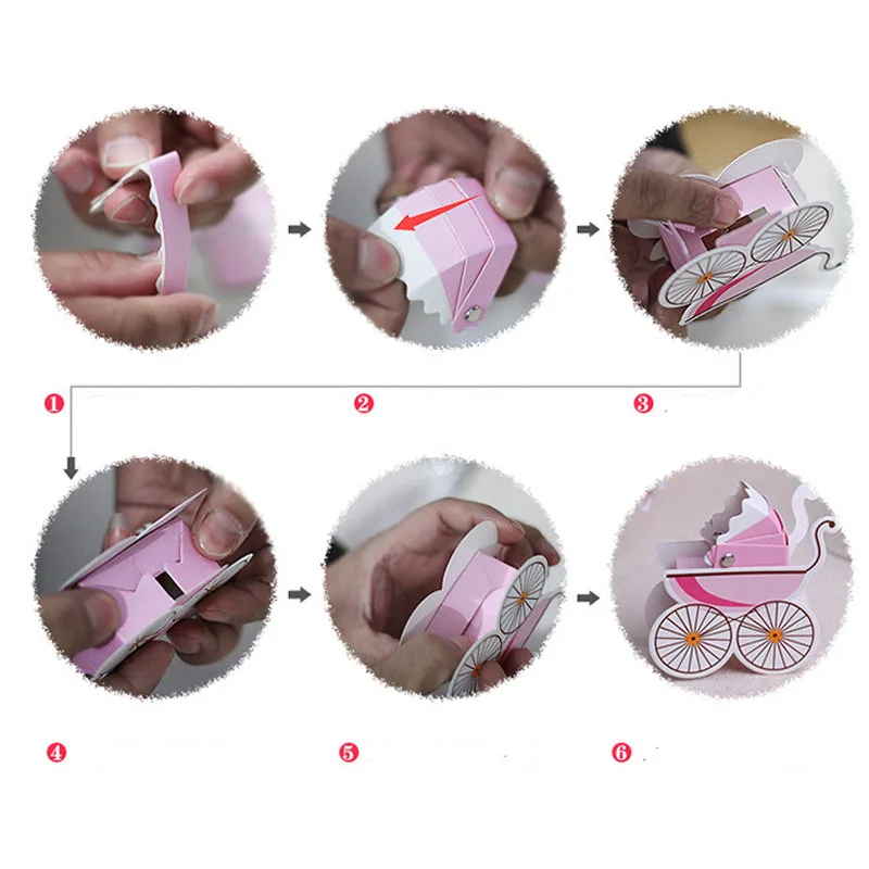 100 шт. Бумага коробки конфеты в форме Коляски Baby Shower Дети пользу День рождения
