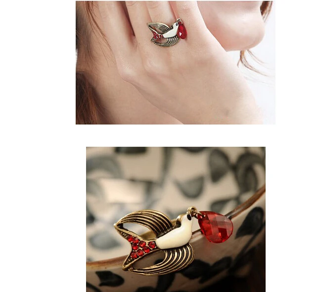 Лидер продаж 2018 винтажное модное кольцо R150 из сплава в виде маленькой птицы