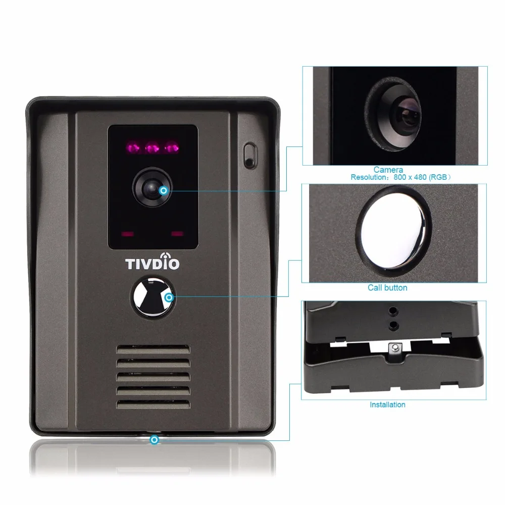 Видеодомофон TIVDIO 7 дюймовый цветной видеодомофон ИК камера дверной звонок для