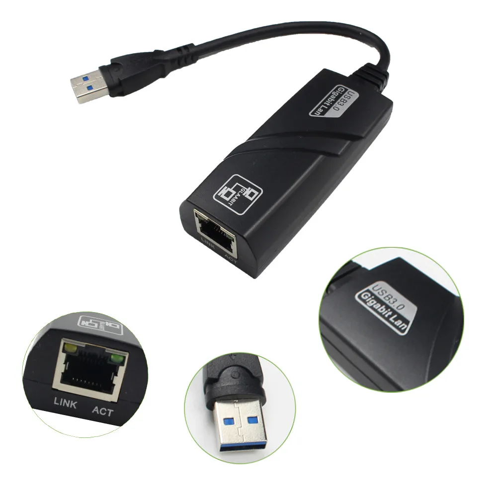Портативный сетевой адаптер с USB 3 0 на 10/100/1000 гигабитlan для Windows XP/7/8 VistaRJ45 Ethernet 1000