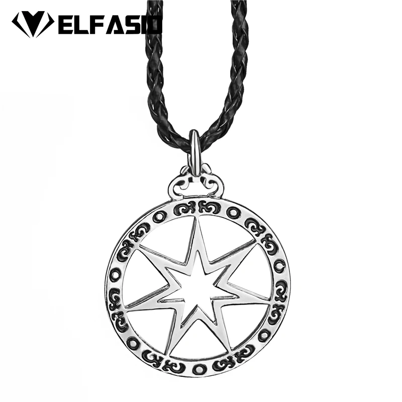 

Septagram Star Silver Mens Boys Pewter Pendant with 61cm Free Necklace LP271