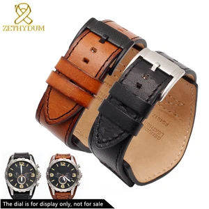 Браслет мужской из натуральной кожи, высококачественный ремешок для часов Fossil, 22 мм 24 мм, с ремешком для кожаный ремешок для часов ручной работы