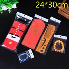 Оптовая продажа 100 шт.лот 24 см * 30 см Прозрачное самоклеящееся уплотнение полиэтиленовый пакет OPP полиэтиленовый пакет для хранения Розничная упаковка мешок с отверстием для подвешивания