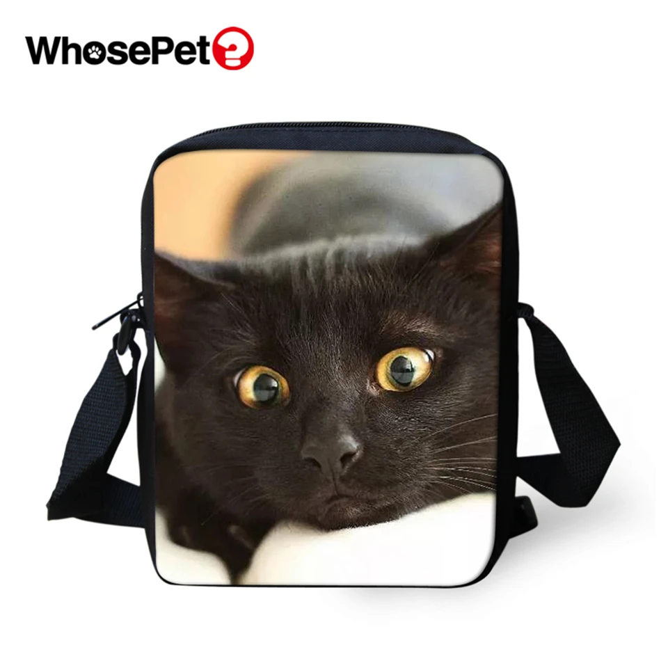 WHOSEPET Kawaii черные кошки женские сумки мессенджеры животные кросс боди через плечо