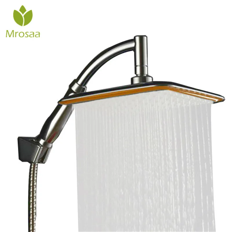

ABS Chrome 9 Inch Square Thin Rotatable Top Rain Shower Head Wall Mounted Extension Arm Water Saving Pressurized Shower for Bath