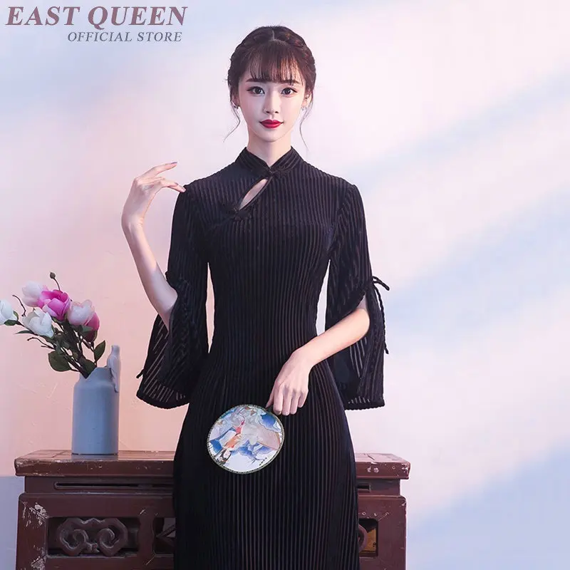 2018 традиционное китайское длинное платье qipao cheongsam Женская Весенняя туника с