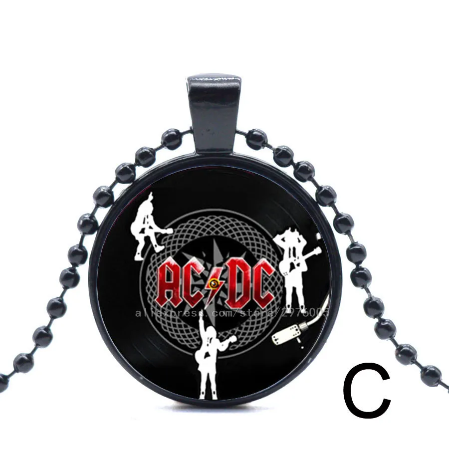 Ручной работы круглый медальон Подвеска Ожерелье Ангус Янг картина AC DC серьги