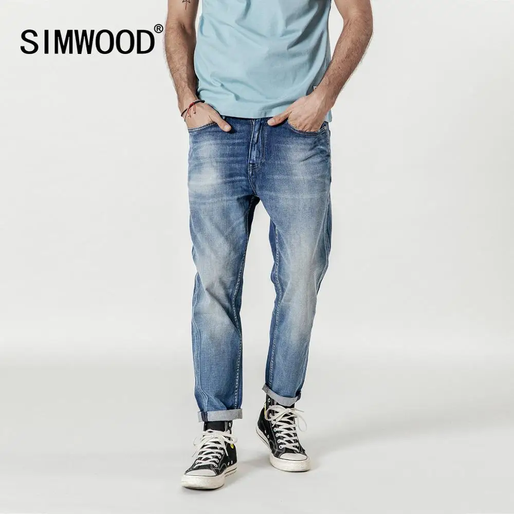 Мужские облегающие брюки из денима SIMWOOD джинсы длиной до щиколотки 2019 уличные