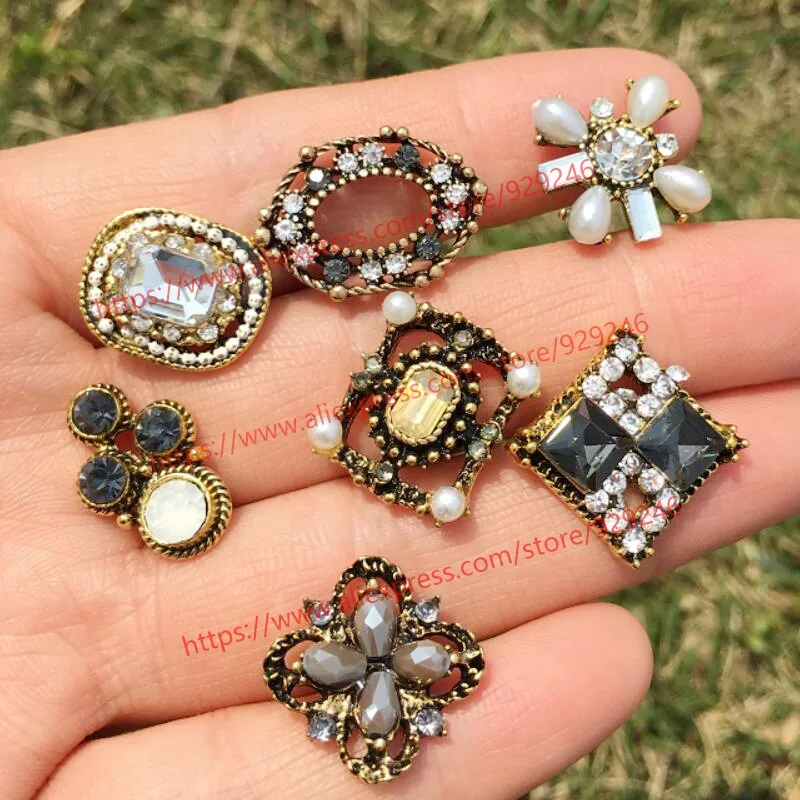 2 шт./лот аппликация со стразами в ретро стиле античная Золотая овальная