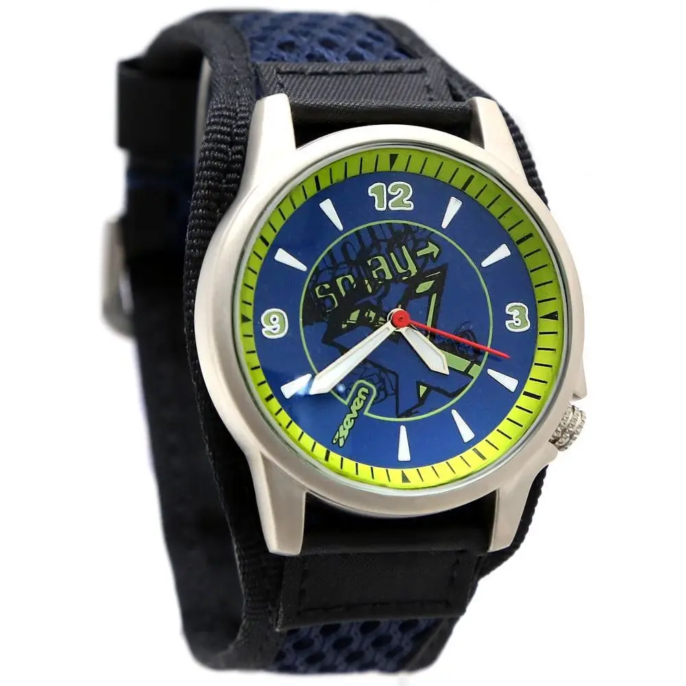 Новые очень модные тканевые/холщовые часы с синим циферблатом черные круглые