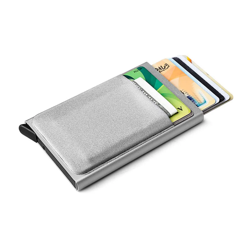 Мужской алюминиевый кошелек с отделением для ID карт мини тонкий металлический